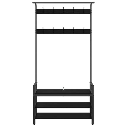 Jakkeholder med hylde Sort eg 95 x 34 x 184 cm Konstrueret træ
