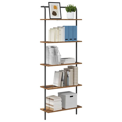Bogreol 5 niveauer 60 x 24 x 168 cm Konstrueret træ Gammelt træ