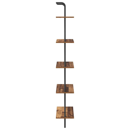 Bogreol 5 niveauer 60 x 24 x 168 cm Konstrueret træ Gammelt træ