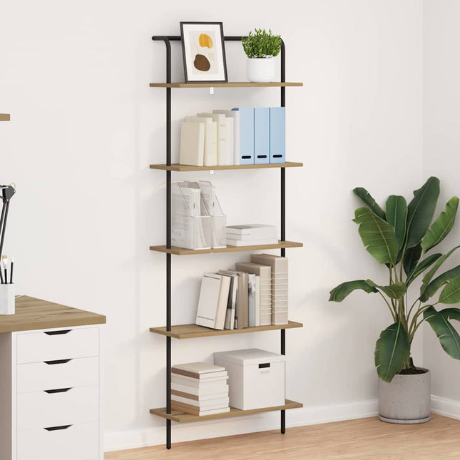 Bogreol 5 niveauer 60 x 24 x 168 cm Konstrueret træ