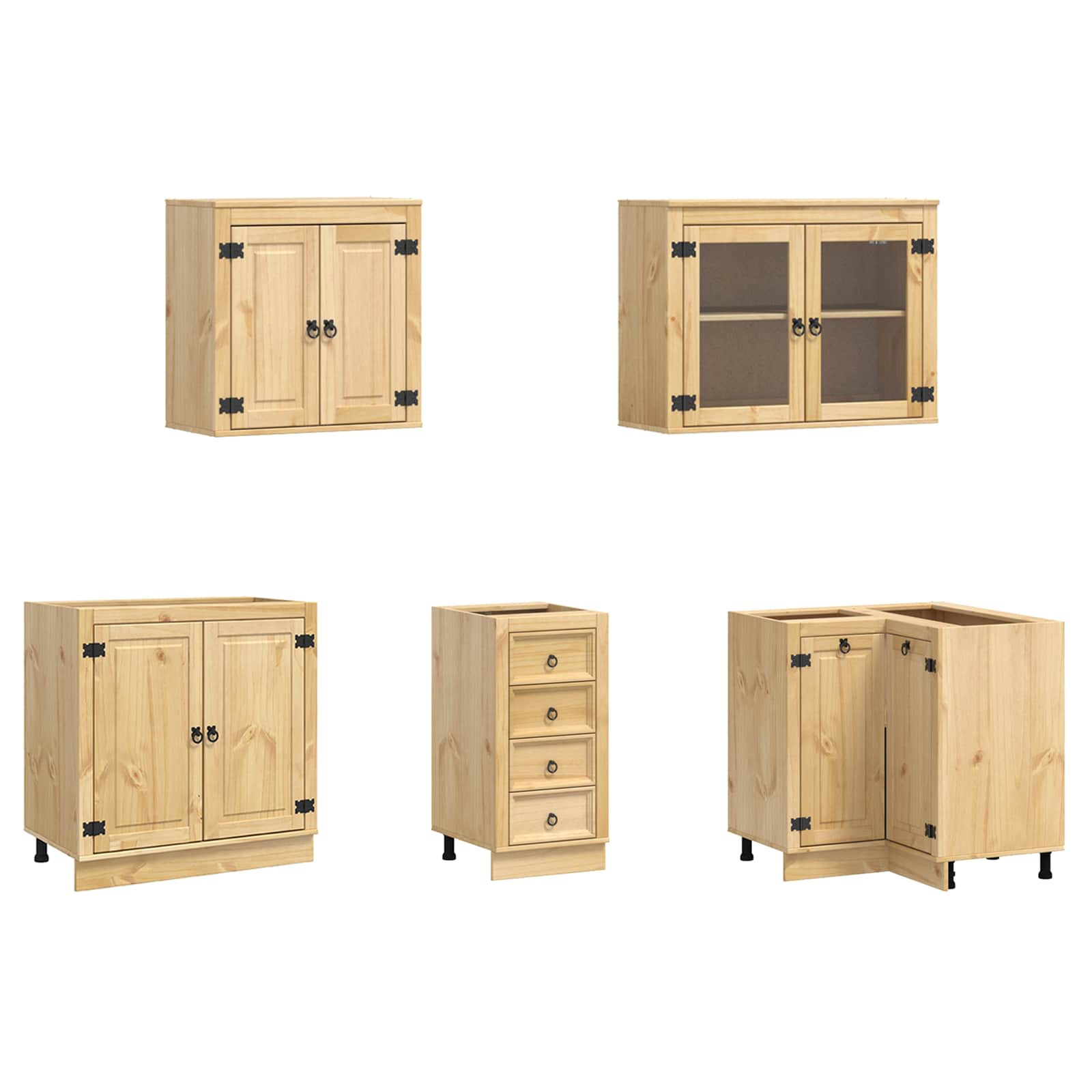 Kabinet med skuffe SKI 10 pcs HonningBrun Massiv fyrretræ