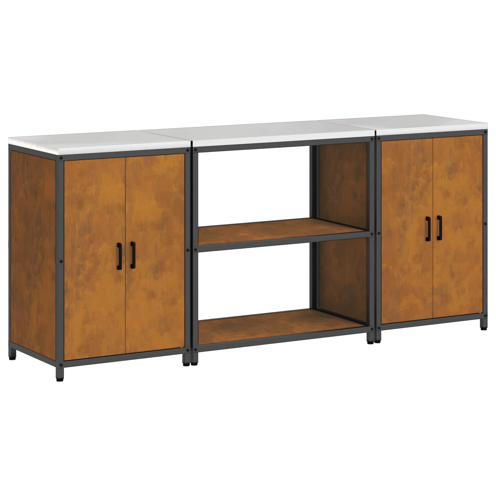 Køkkenopbevaringssæt med hylde med dør 3 pcs Rusten Cortenstål