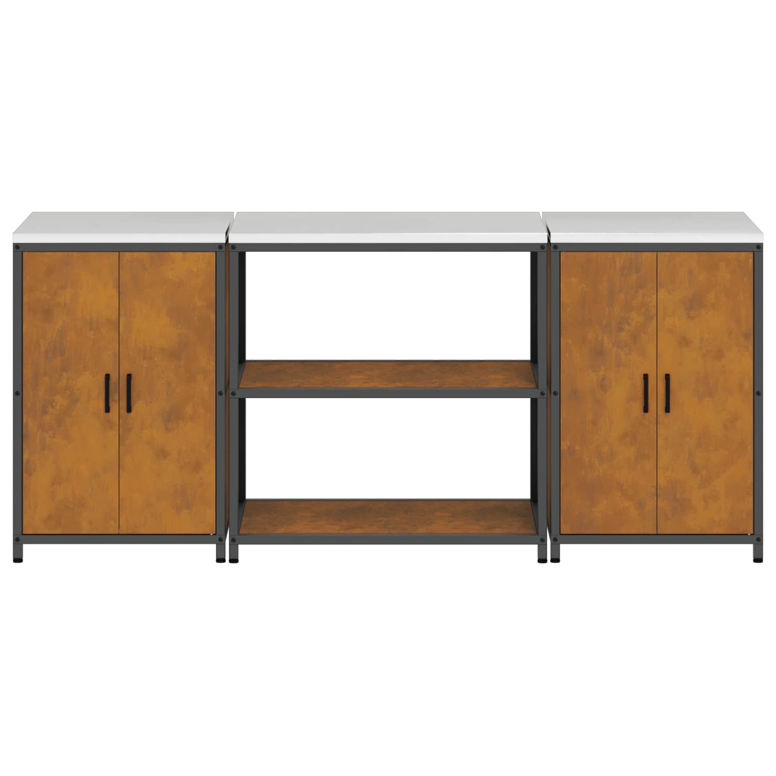 Køkkenopbevaringssæt med hylde med dør 3 pcs Rusten Cortenstål