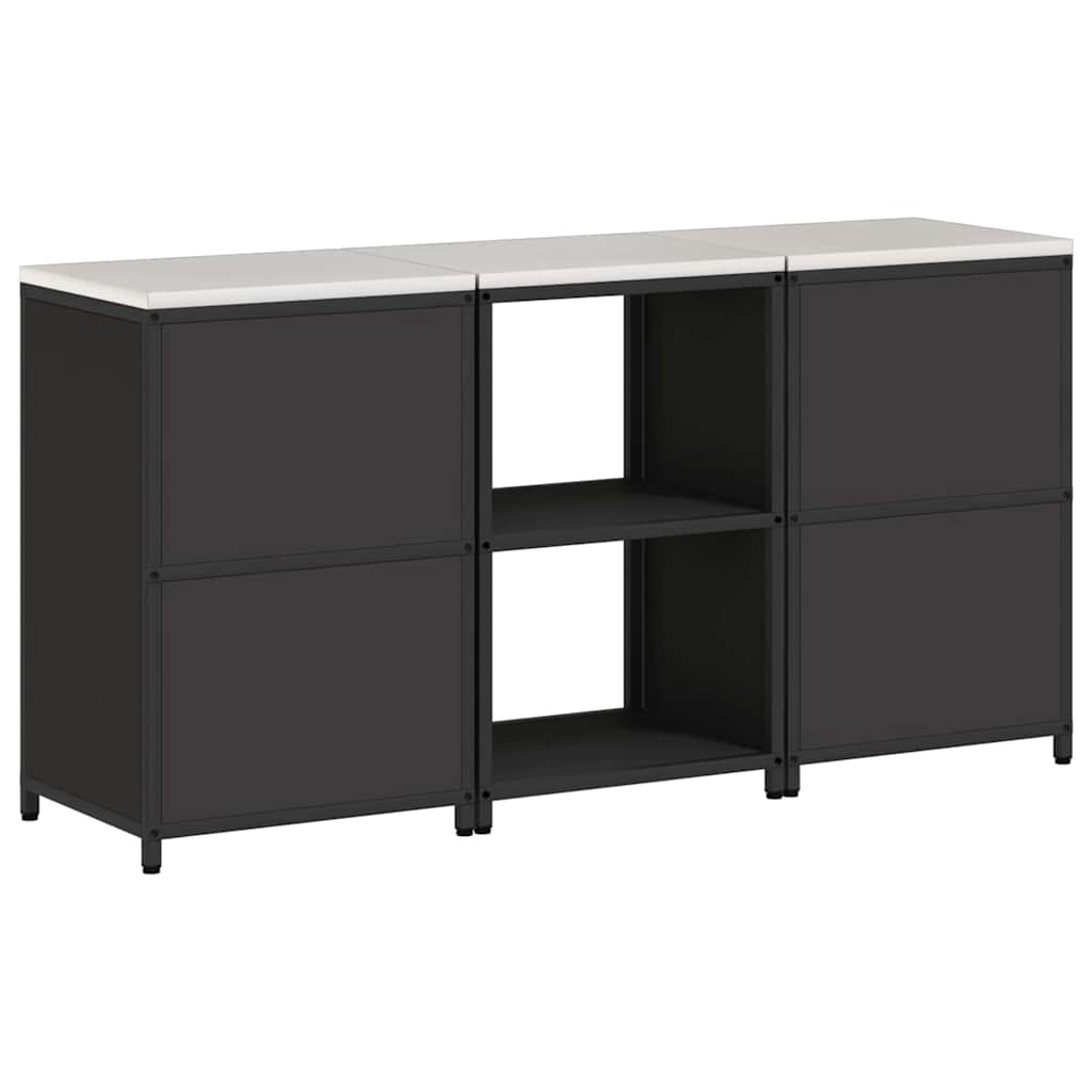 Køkkenopbevaringssæt med hylde 3 pcs Sort Koldvalset stål