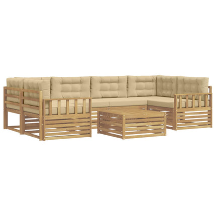 Udendørs sofagruppe 7 stk. Hvid og Beige Polyester