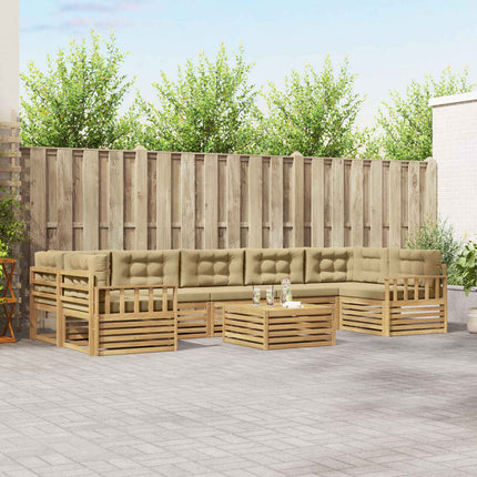 Udendørs sofagruppe 8 stk. Hvid og Beige Massivt Akacietræ