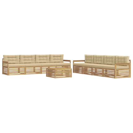 Udendørs sofagruppe 9 stk. Hvid og Beige Polyester