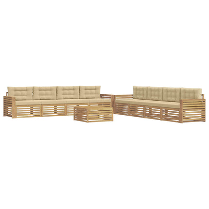 Udendørs sofagruppe 9 stk. Hvid og Beige Polyester