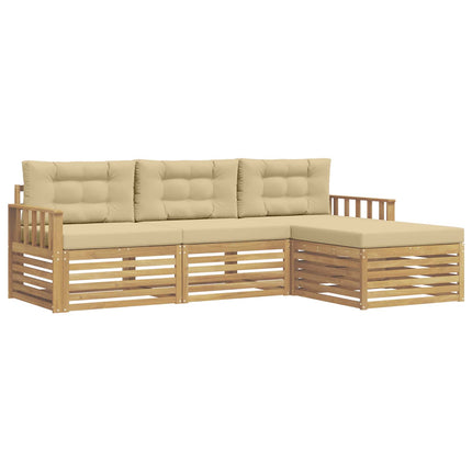 Udendørs sofagruppe 4 stk. Hvid og Beige Polyester