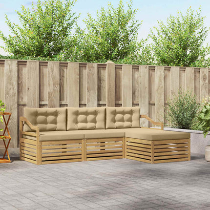 Udendørs sofagruppe 4 stk. Hvid og Beige Polyester
