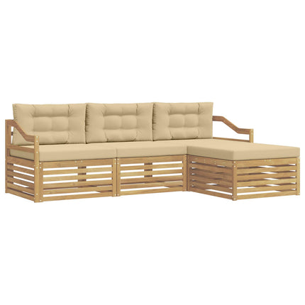 Udendørs sofagruppe 4 stk. Hvid og Beige Polyester