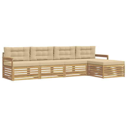 Udendørs sofagruppe 5 stk. Hvid og Beige Polyester