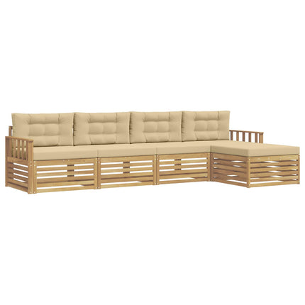 Udendørs sofagruppe 5 stk. Hvid og Beige Polyester