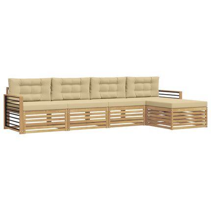 Udendørs sofagruppe 5 stk. Hvid og Beige Polyester