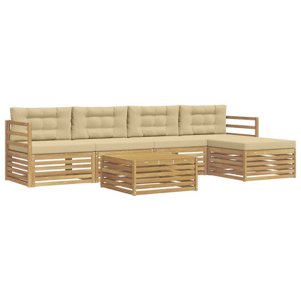 Udendørs sofagruppe 6 stk. Hvid og Beige Polyester