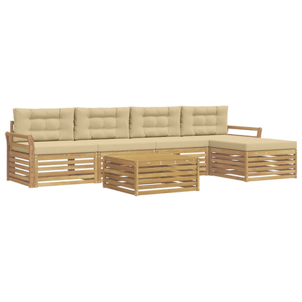 Udendørs sofagruppe 6 stk. Hvid og Beige Polyester