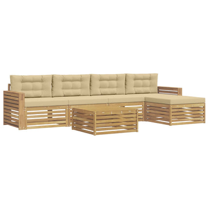 Udendørs sofagruppe 6 stk. Hvid og Beige Polyester