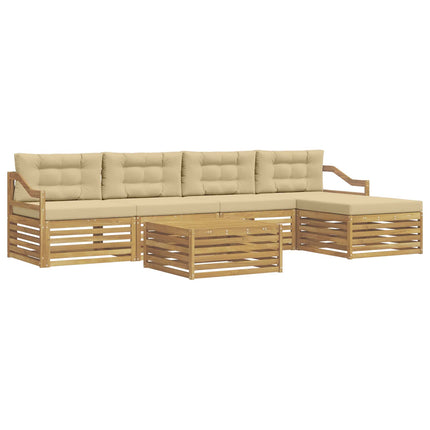 Udendørs sofagruppe 6 stk. Hvid og Beige Polyester