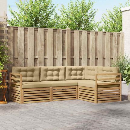 Udendørs sofagruppe 4 stk. Hvid og Beige Polyester