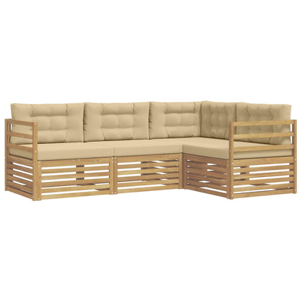 Udendørs sofagruppe 4 stk. Hvid og Beige Polyester