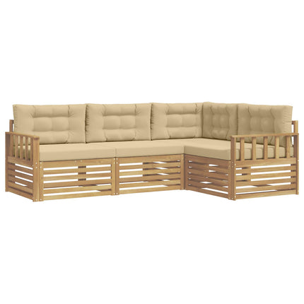 Udendørs sofagruppe 5 stk. Hvid og Beige Polyester