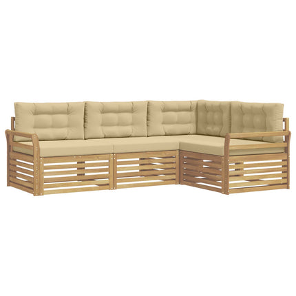 Udendørs sofagruppe 4 stk. Hvid og Beige Polyester
