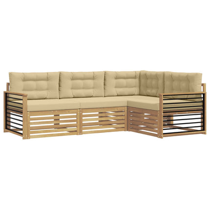 Udendørs sofagruppe 5 stk. Hvid og Beige Polyester
