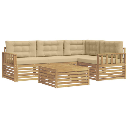 Udendørs sofagruppe 6 stk. Hvid og Beige Polyester