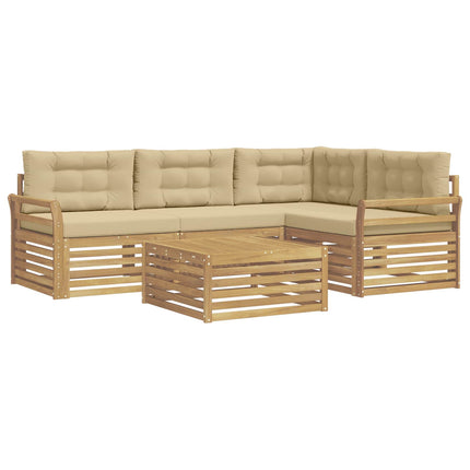 Udendørs sofagruppe 5 stk. Hvid og Beige Polyester