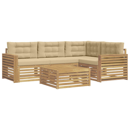 Udendørs sofagruppe 5 stk. Hvid og Beige Polyester