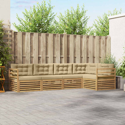 Udendørs sofagruppe 5 stk. Hvid og Beige Polyester