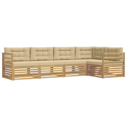 Udendørs sofagruppe 5 stk. Hvid og Beige Polyester