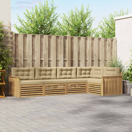 Udendørs sofagruppe 5 stk. Hvid og Beige Polyester