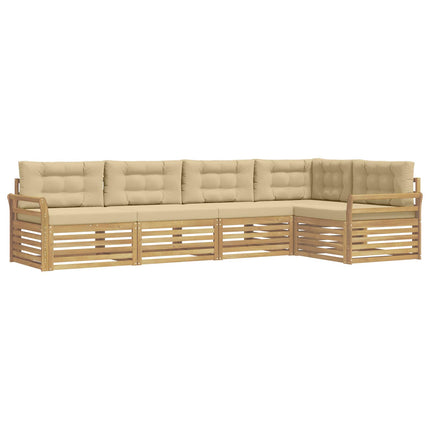 Udendørs sofagruppe 5 stk. Hvid og Beige Polyester
