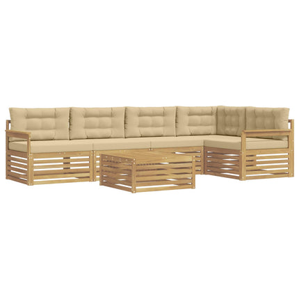 Udendørs sofagruppe 6 stk. Hvid og Beige Polyester