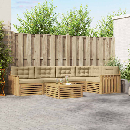 Udendørs sofagruppe 6 stk. Hvid og Beige Polyester