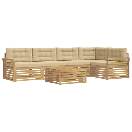 Udendørs sofagruppe 6 stk. Hvid og Beige Polyester