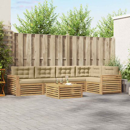 Udendørs sofagruppe 6 stk. Hvid og Beige Polyester