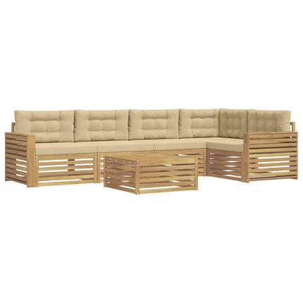 Udendørs sofagruppe 6 stk. Hvid og Beige Polyester