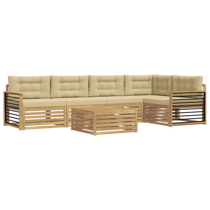 Udendørs sofagruppe 6 stk. Hvid og Beige Polyester