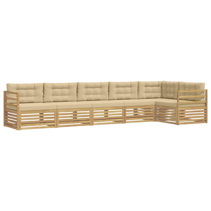 Udendørs sofagruppe 6 stk. Hvid og Beige Polyester