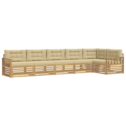 Udendørs sofagruppe 6 stk. Hvid og Beige Polyester
