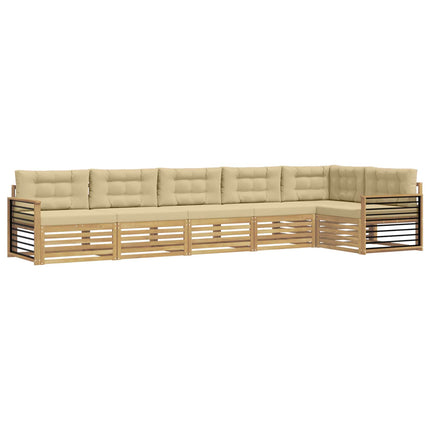 Udendørs sofagruppe 6 stk. Hvid og Beige Polyester