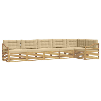 Udendørs sofagruppe 6 stk. Hvid og Beige Polyester