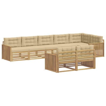Udendørs sofagruppe 8 stk. Hvid og Beige Polyester