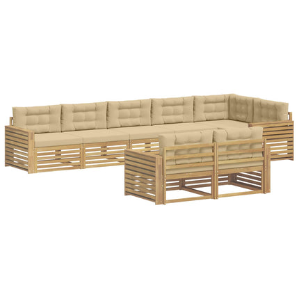 Udendørs sofagruppe 8 stk. Hvid og Beige Polyester