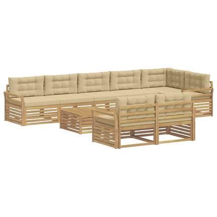 Udendørs sofagruppe 9 stk. Hvid og Beige Polyester