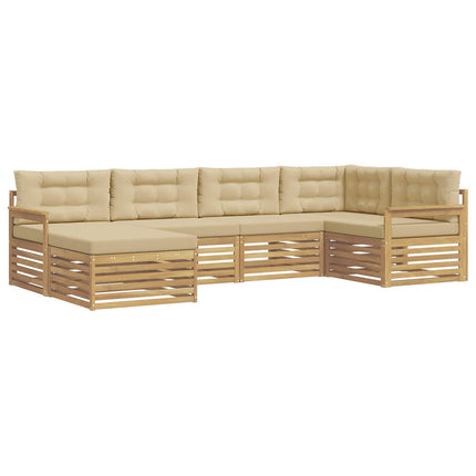 Udendørs sofagruppe 6 stk. Hvid og Beige Polyester