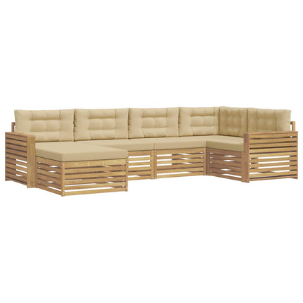 Udendørs sofagruppe 6 stk. Hvid og Beige Polyester