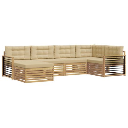 Udendørs sofagruppe 6 stk. Hvid og Beige Polyester